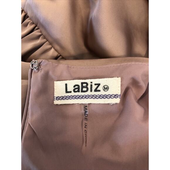 Labiz Woman Dress Puff 1/2 Sleeve Babydoll Dress Pink Pleated Square Neck Zip - Picture 5 of 8